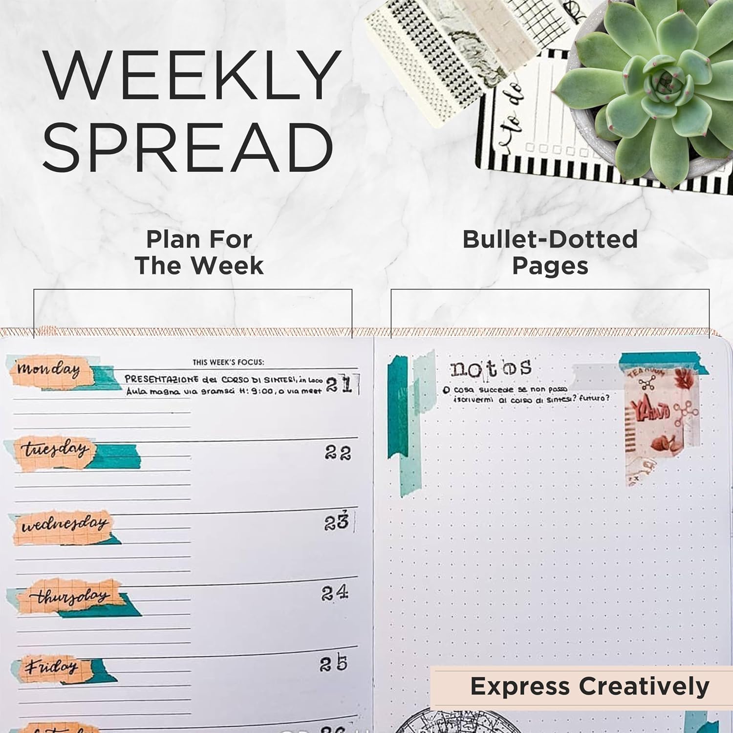 Wordsworth Undated Planner - Weekly, Monthly, Yearly Planning, Organizer Notebook; Increase Productivity, Time Management - Gratitude Journal; Hit Your Goals - Thick Paper (120GSM) A5