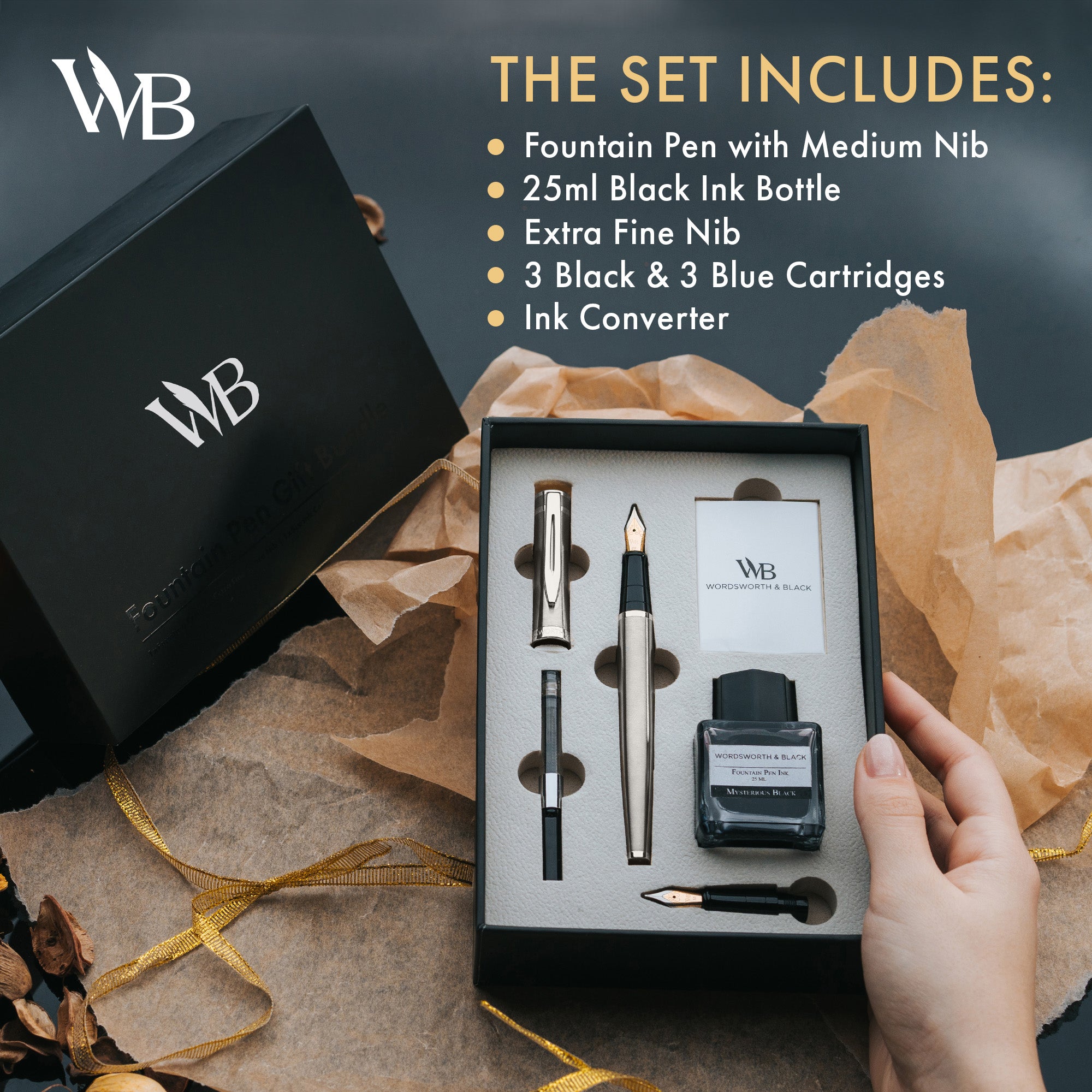 FOUNTAIN PEN METAL - BUNDLE - GIFT CASE