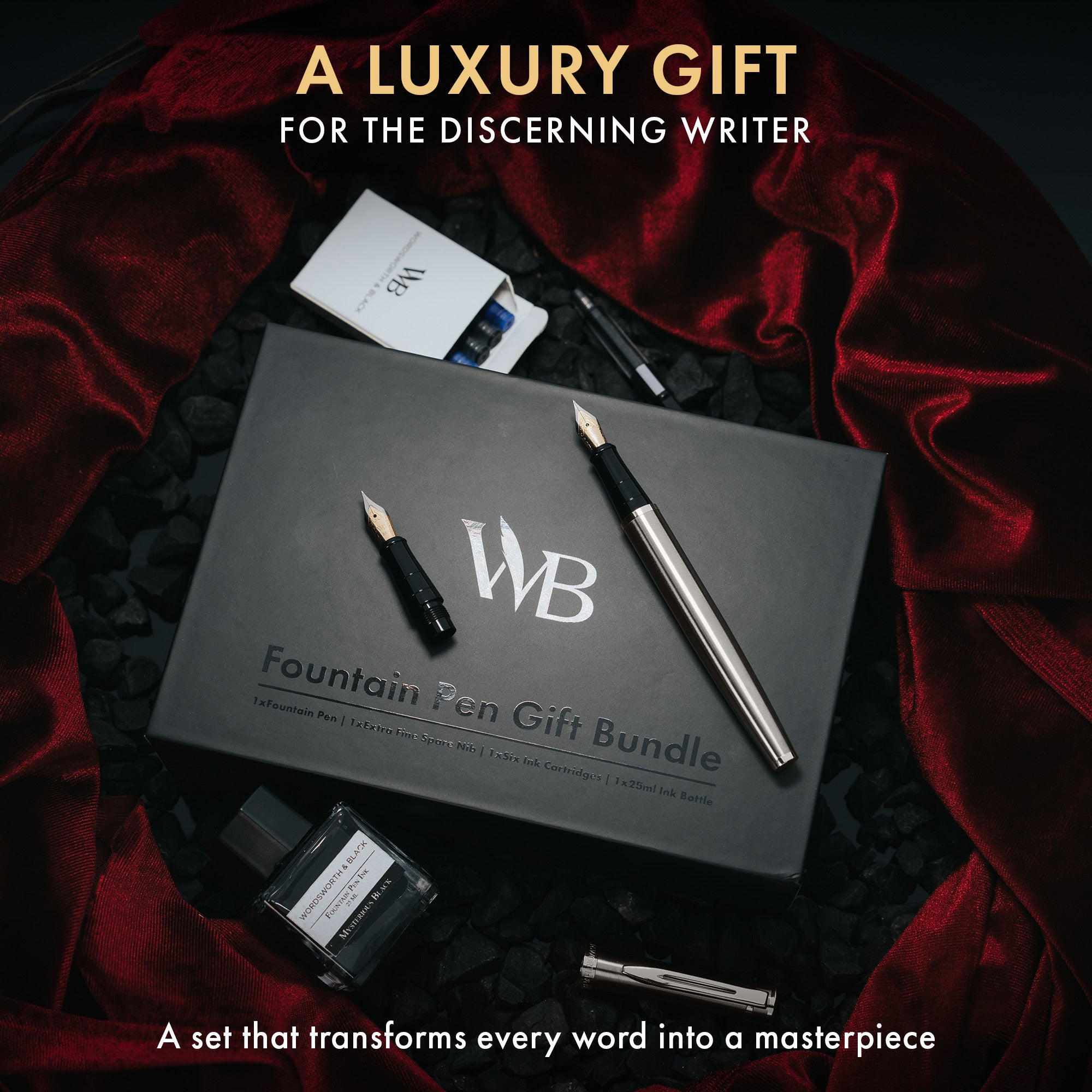 FOUNTAIN PEN METAL - BUNDLE - GIFT CASE