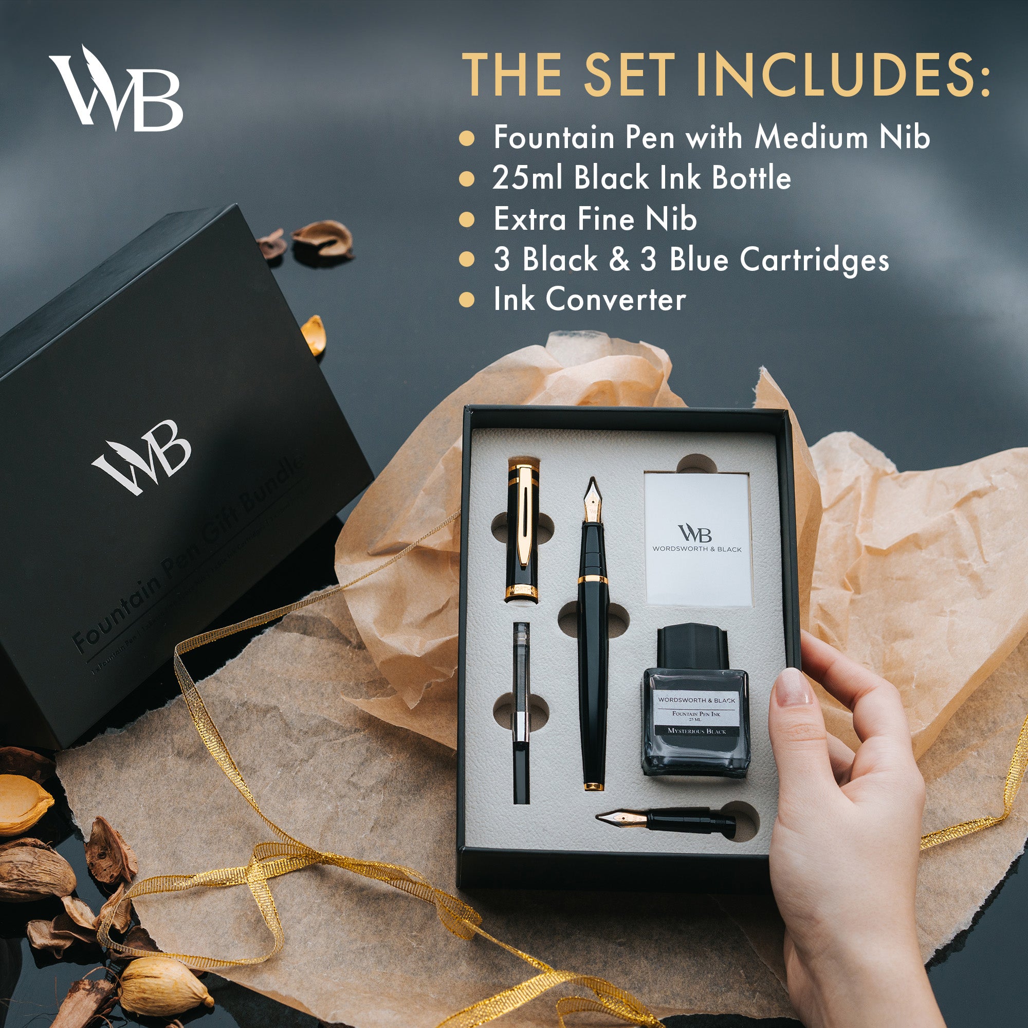 FOUNTAIN PEN METAL - BUNDLE - GIFT CASE