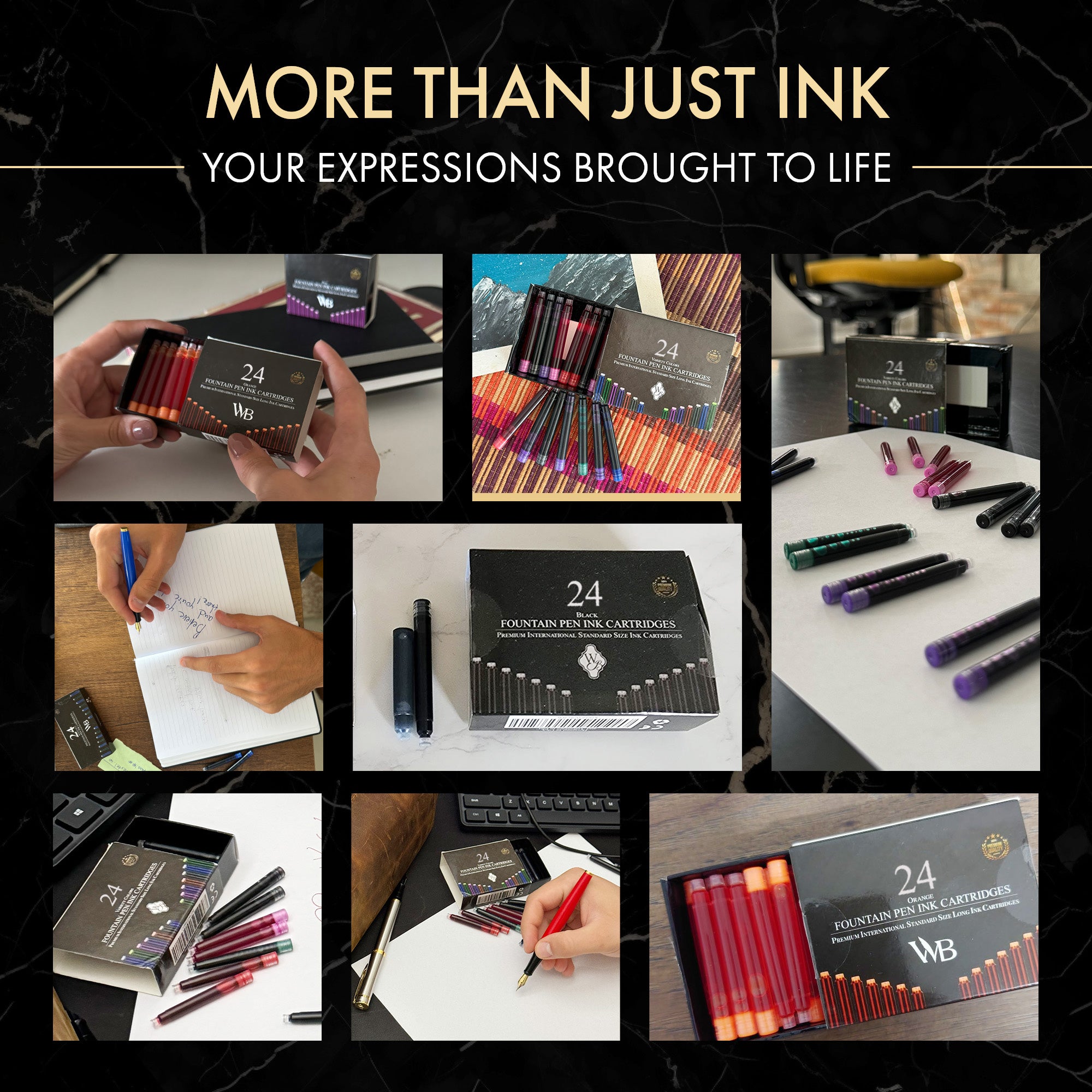 24 PACK FOUNTAIN PEN INK REFILLS