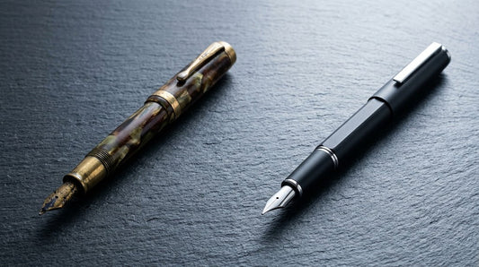Vintage and modern fountain pens displayed together — vintage vs modern comparison