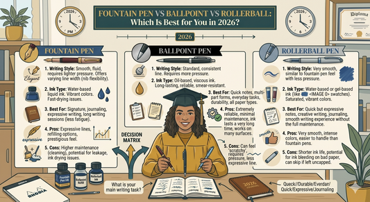 Fountain Pen vs Ballpoint vs Rollerball: Which Is Best for You in 2026?
