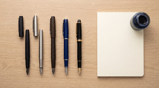  A collection of fountain pens on a wooden surface — comprehensive fountain pen buying guide