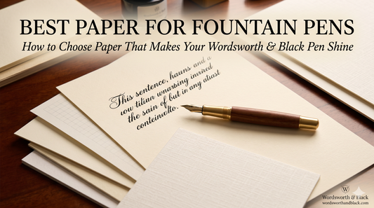 Fountain pen resting on an open lined notebook — fountain pen paper compatibility test