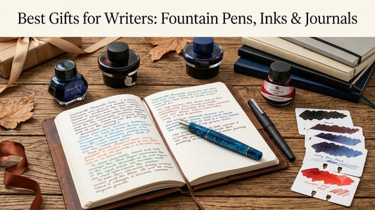 A handwritten letter and fountain pen on a wooden desk — thoughtful gifts for writers