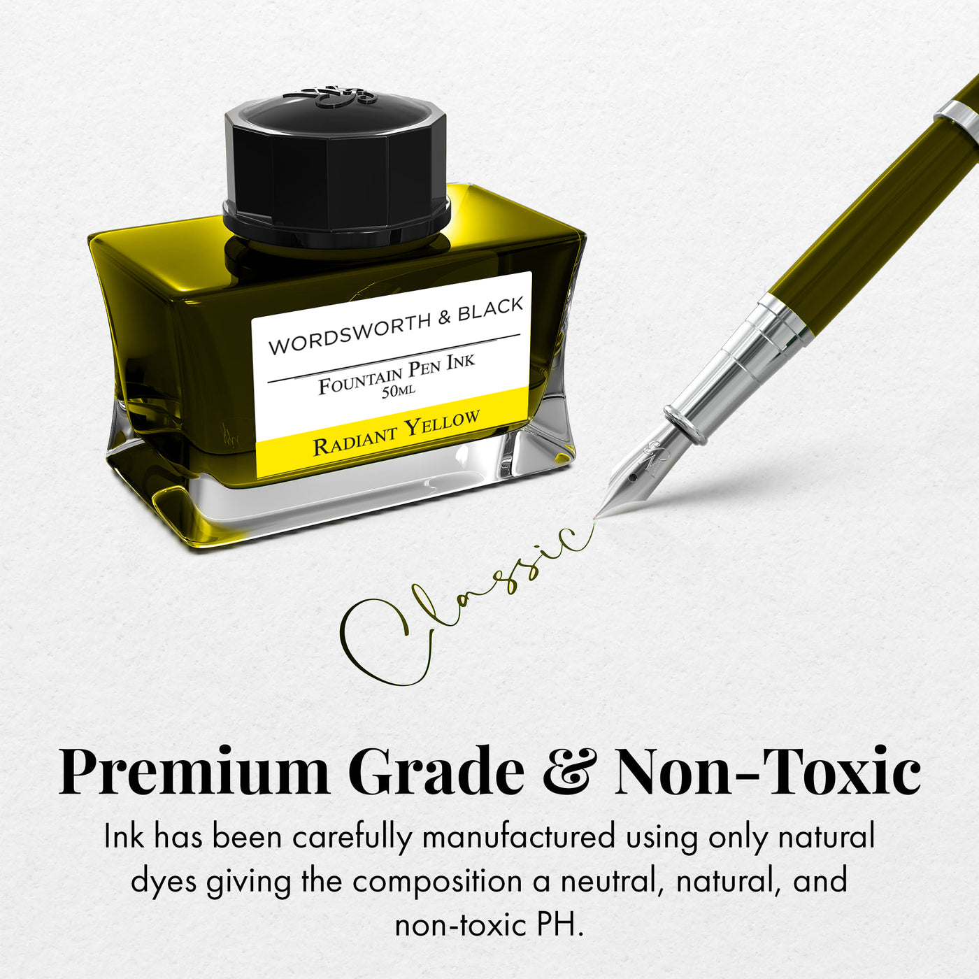 Fountain Pen Ink Bottle, Premium Luxury Edition, Fountain Pens Bottled Ink; Classic Designed Bottle Smooth Flow
