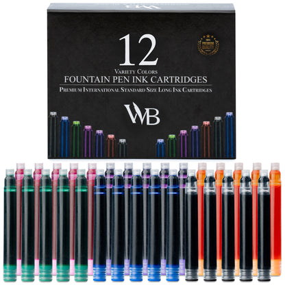 12 Pack Fountain Pen Ink Refills