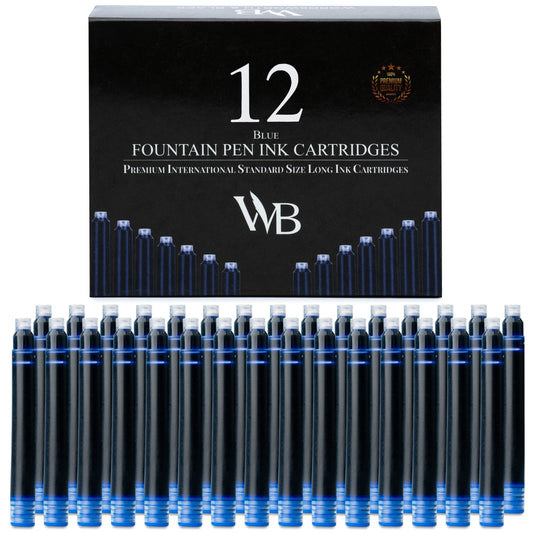 12 PACK FOUNTAIN PEN INK REFILLS