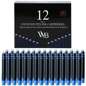 12 PACK FOUNTAIN PEN INK REFILLS