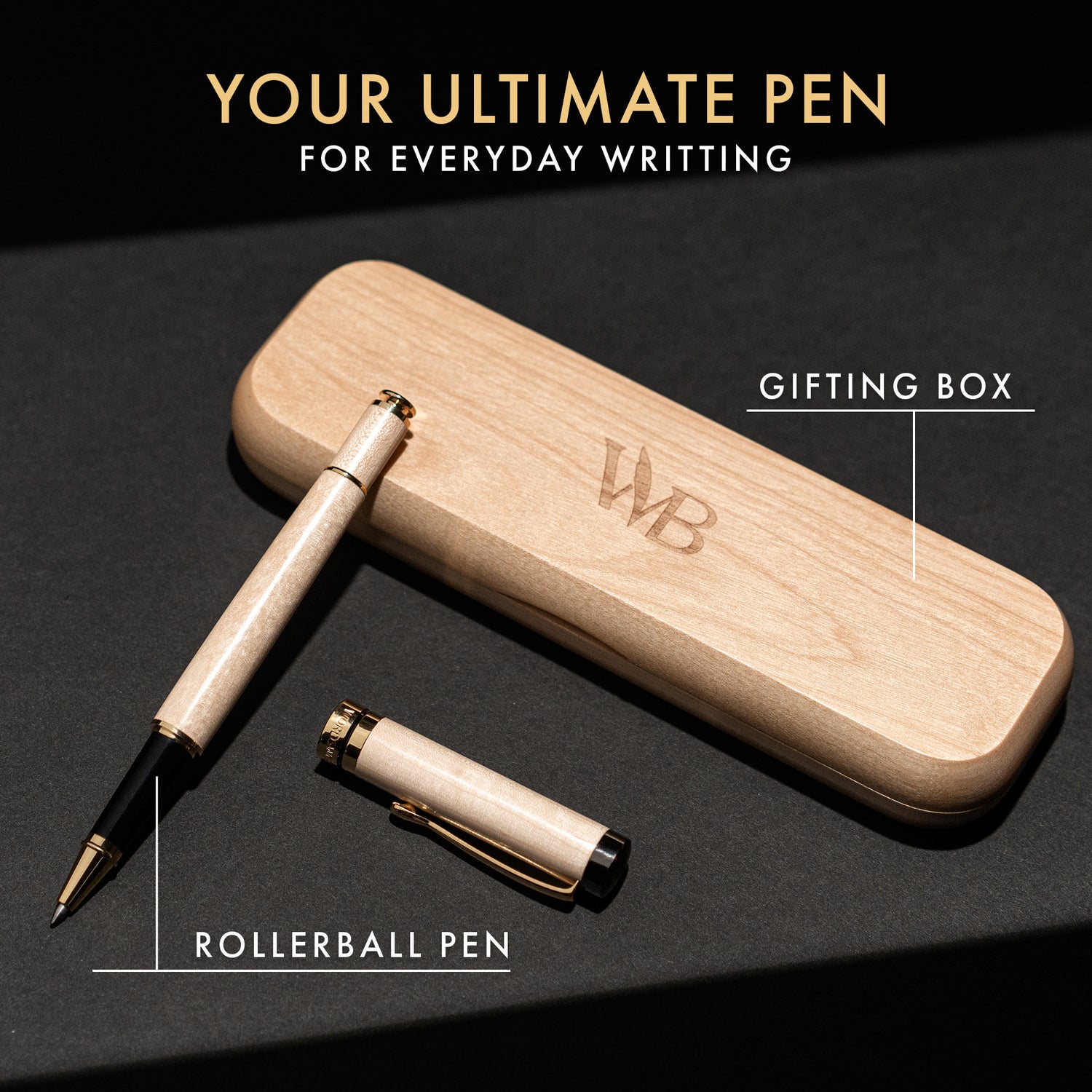 CREST ROLLERBALL PEN WOOD - GIFT BOX