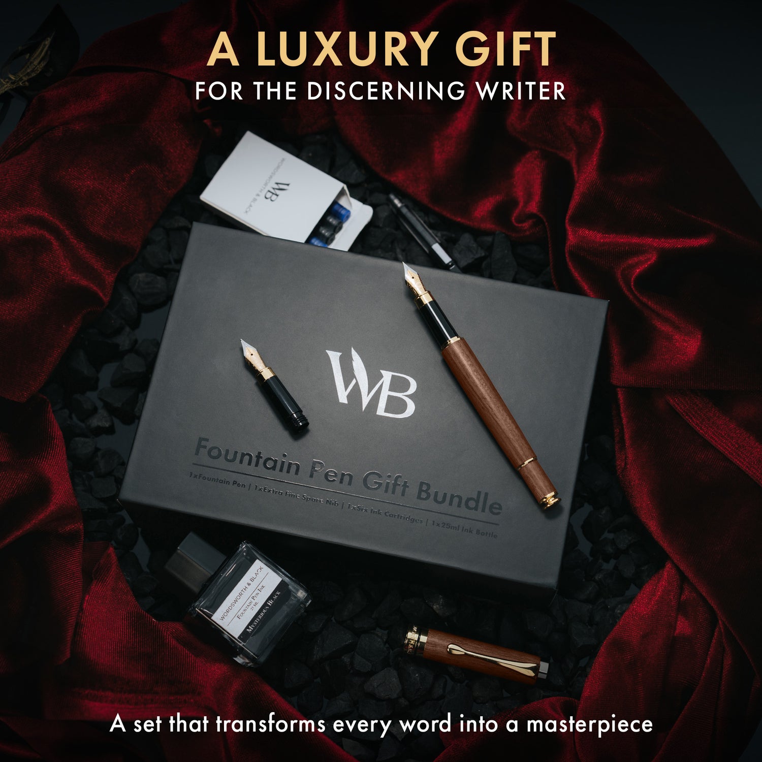 FOUNTAIN PEN WOOD - BUNDLE - GIFT CASE