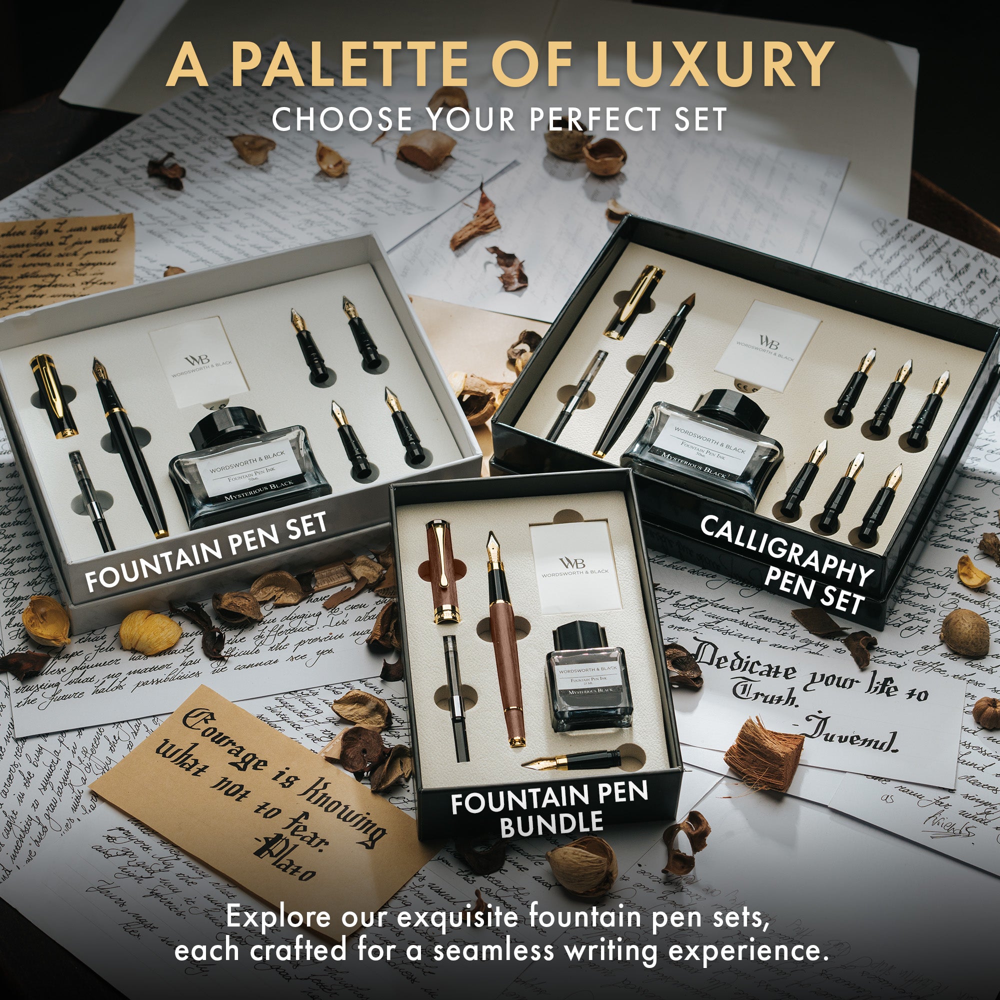 FOUNTAIN PEN WOOD - BUNDLE - GIFT CASE
