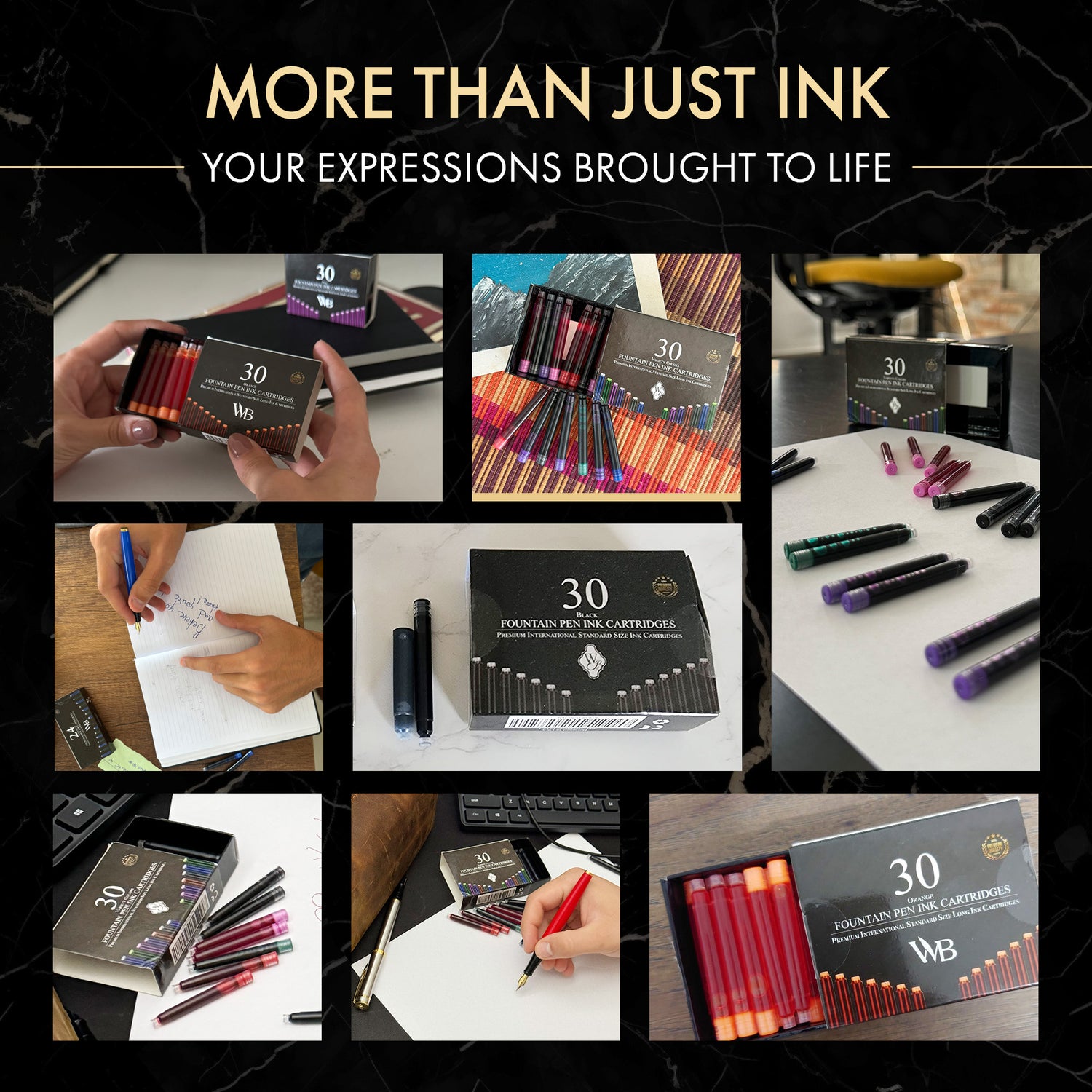 30 PACK FOUNTAIN PEN INK REFILLS