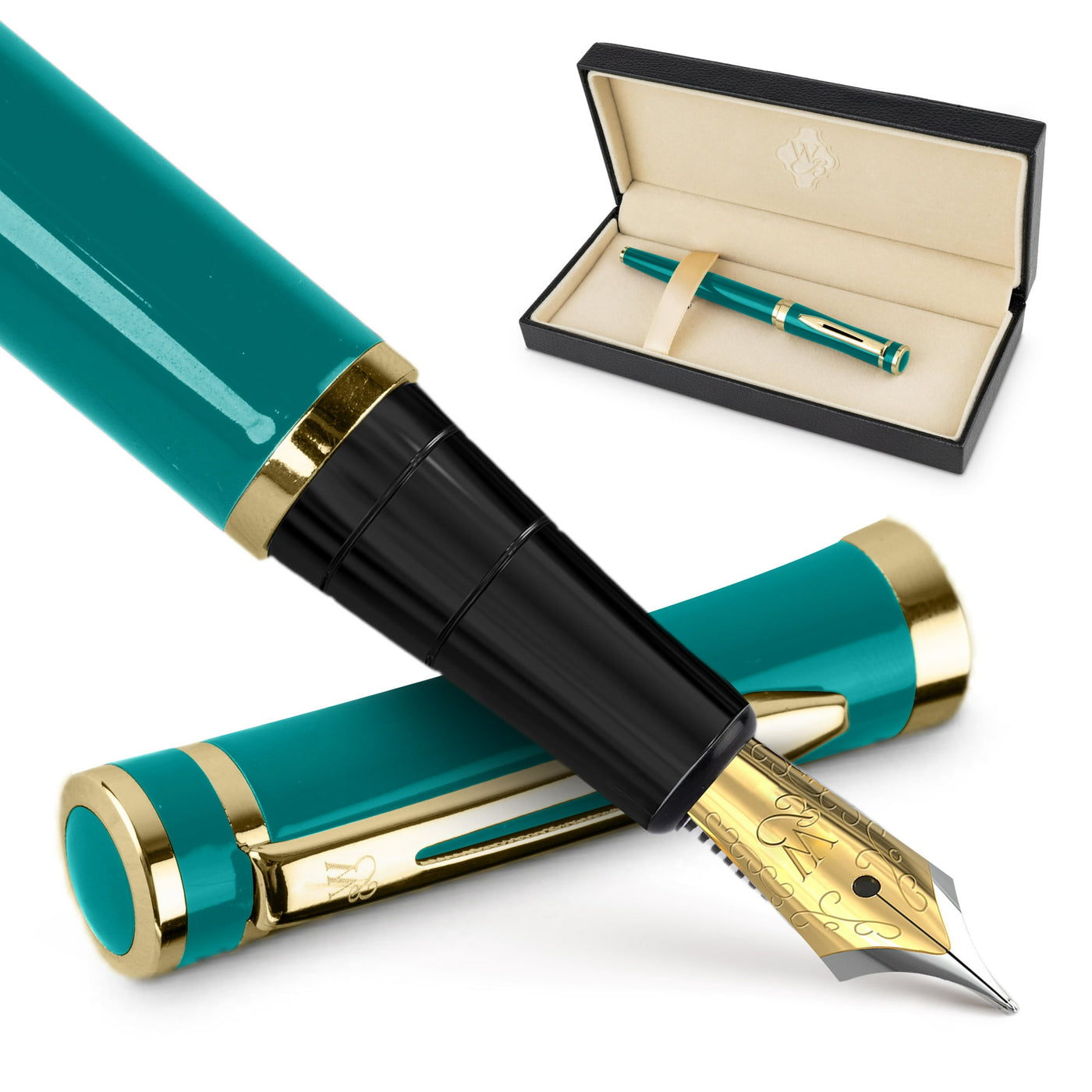 Calligraphy Fountain Pen Set 6 Nibs and 1 Pen 22 Carat Gold Plated Free  Ship