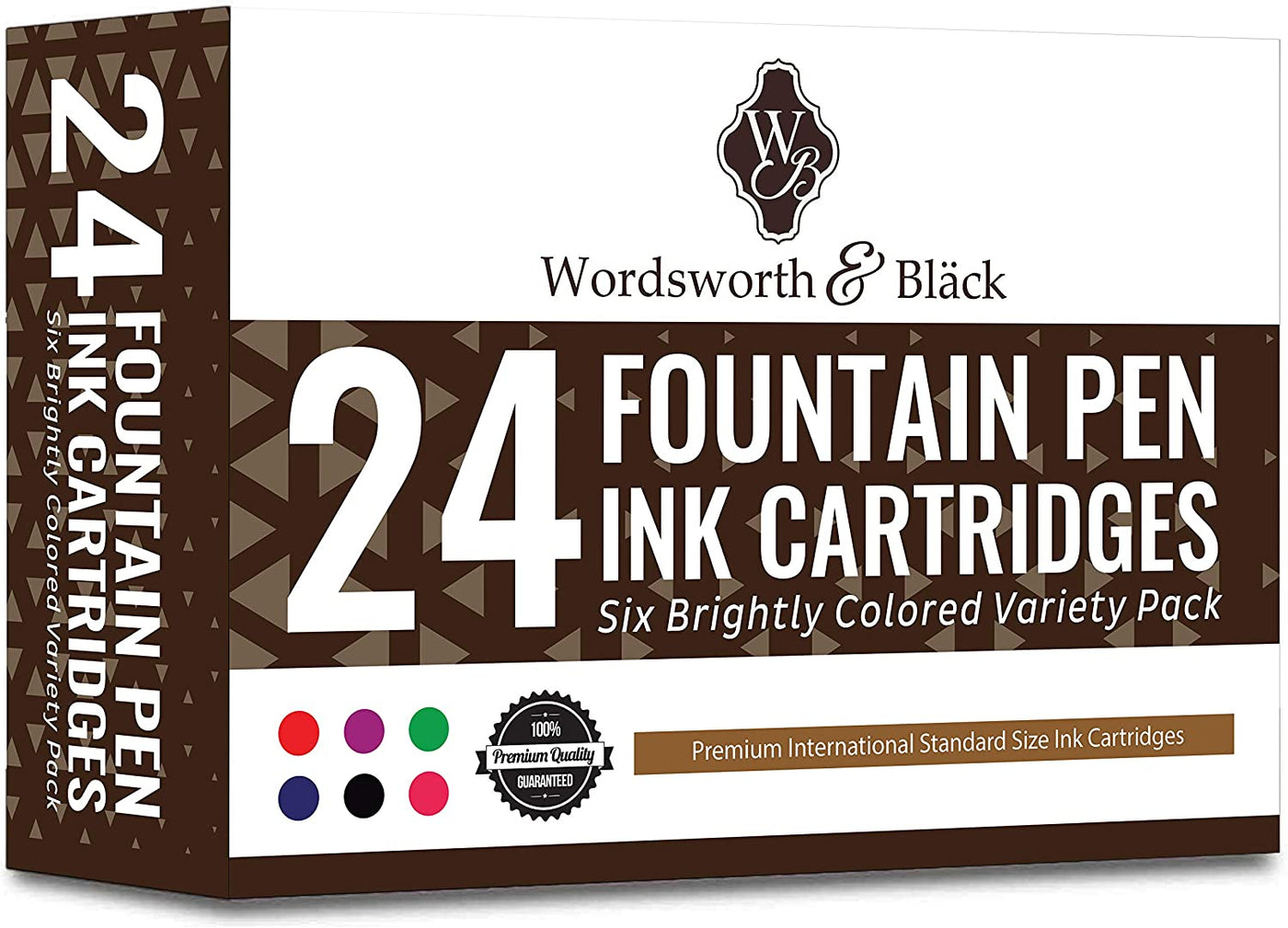 Wordsworth & Black 24 Pack Fountain Pen Ink Refills - Set of 24 Black Ink Cartridges - International Standard Size - Length APPR 1.5" - Base Diameter APPR 0.24" - Disposable and Generic