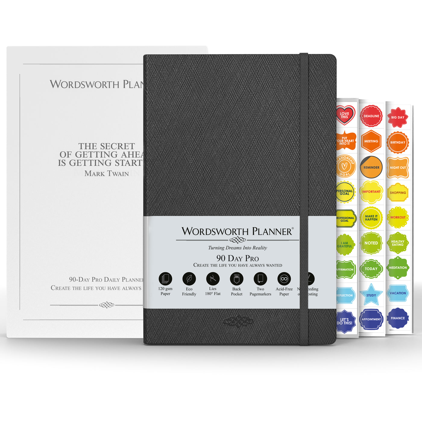 Wordsworth Undated 90 Day Pro Daily Planner 2022-2023 - Weekly Planning, Organizer Notebook; Increase Productivity, Time Management - Gratitude Journal; Hit Your Goals - Thick Paper (120GSM) A5