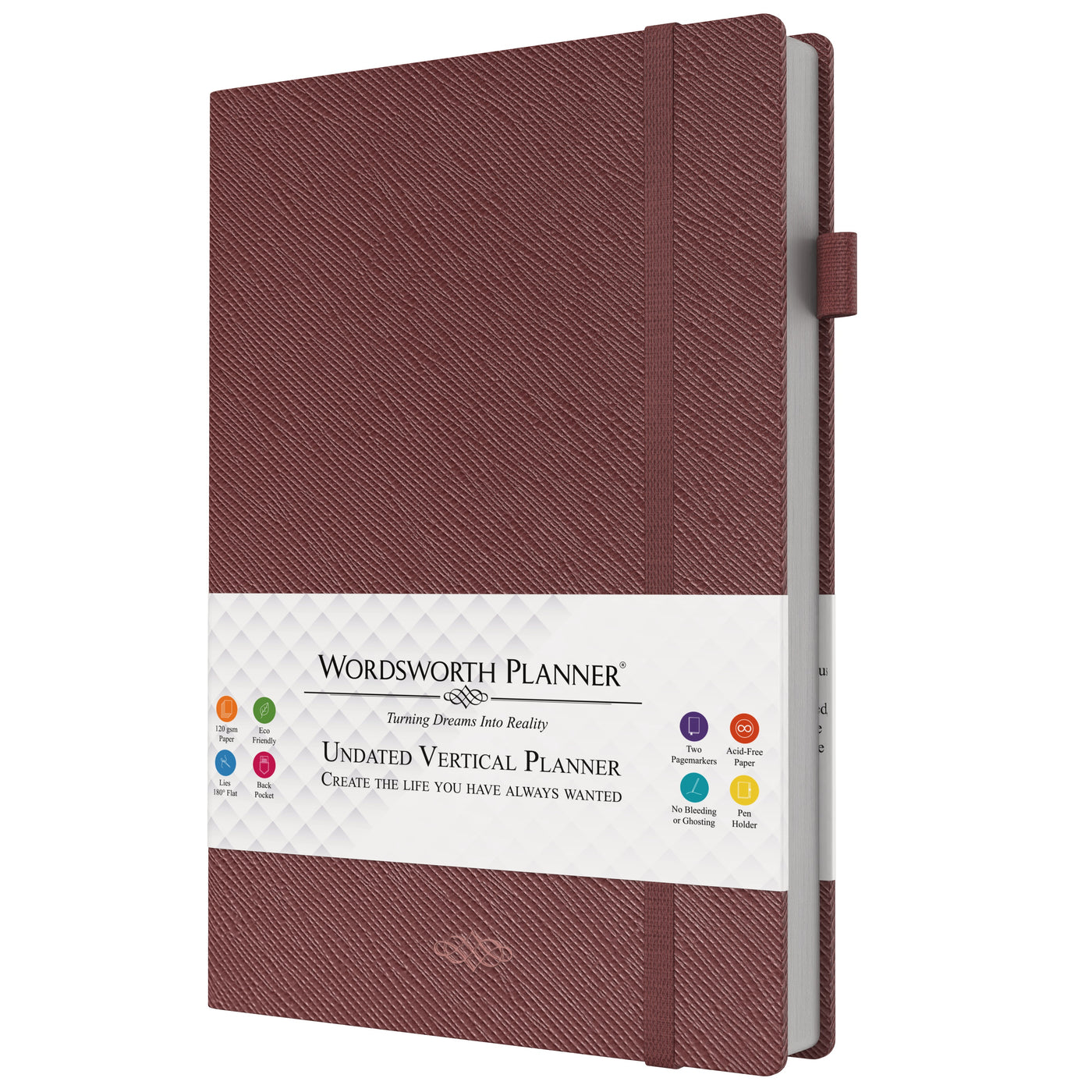 Wordsworth Undated Vertical Planner 2022-2023 - Weekly Planning, Organizer Notebook; Increase Productivity, Time Management - Gratitude Journal; Hit Your Goals - Thick Paper (120GSM) B5
