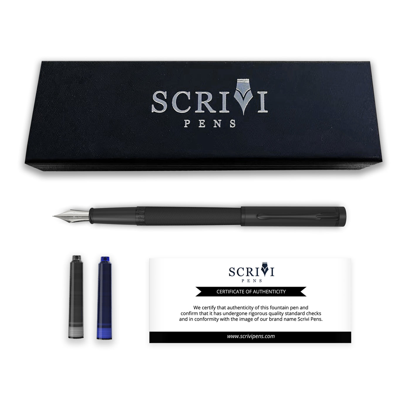 SCRIVI PENS Fountain Pen Set, Artistry Collection; Gift Case; 2 Ink Ca –  wordsworthandblack