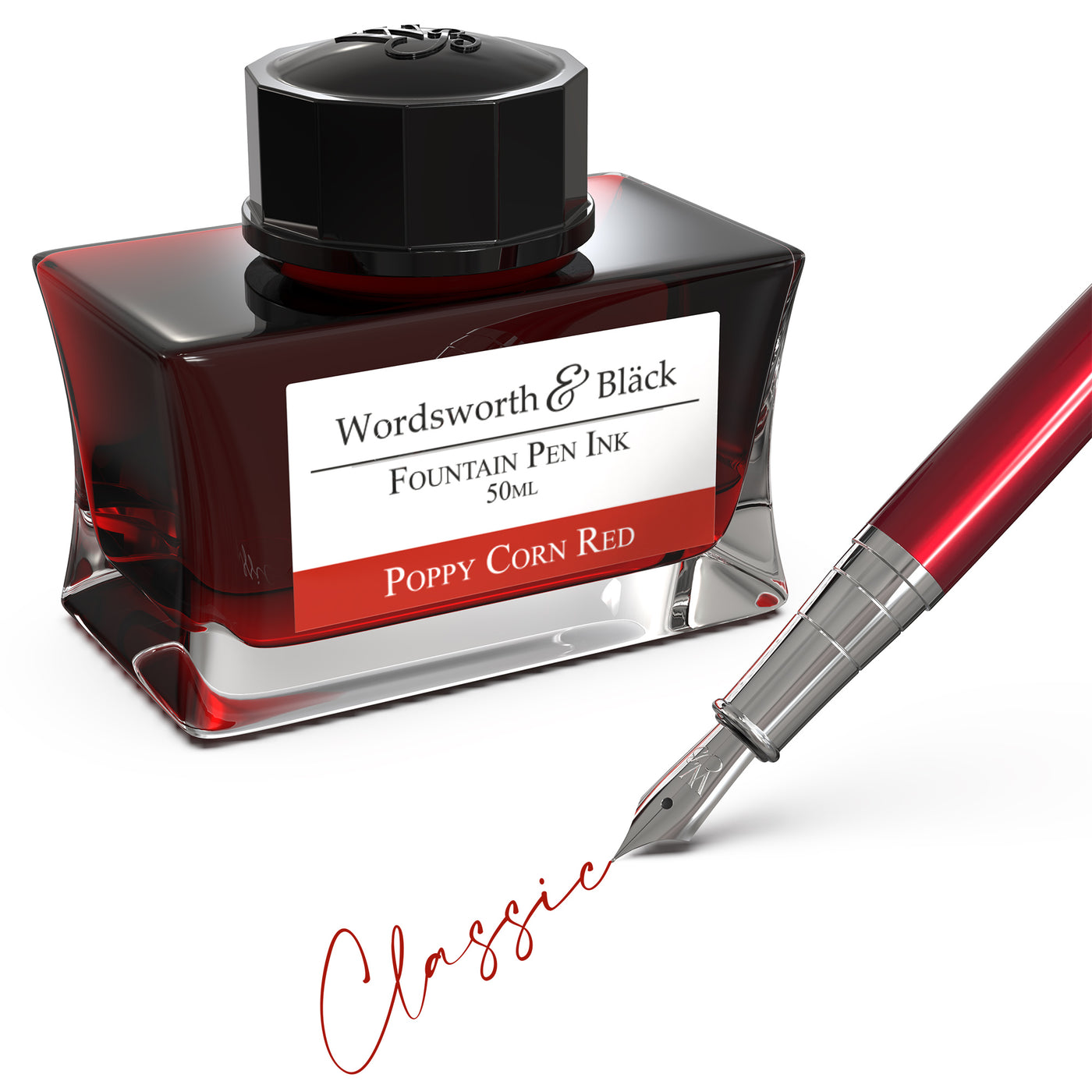 Wordsworth and Black Fountain Pen Ink Bottle, Premium Luxury Edition, Fountain Pens Bottled Ink; Classic Designed Bottle Smooth Flow