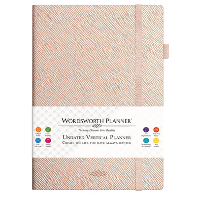 Wordsworth Undated Vertical Planner 2022-2023 - Weekly Planning, Organizer Notebook; Increase Productivity, Time Management - Gratitude Journal; Hit Your Goals - Thick Paper (120GSM) B5